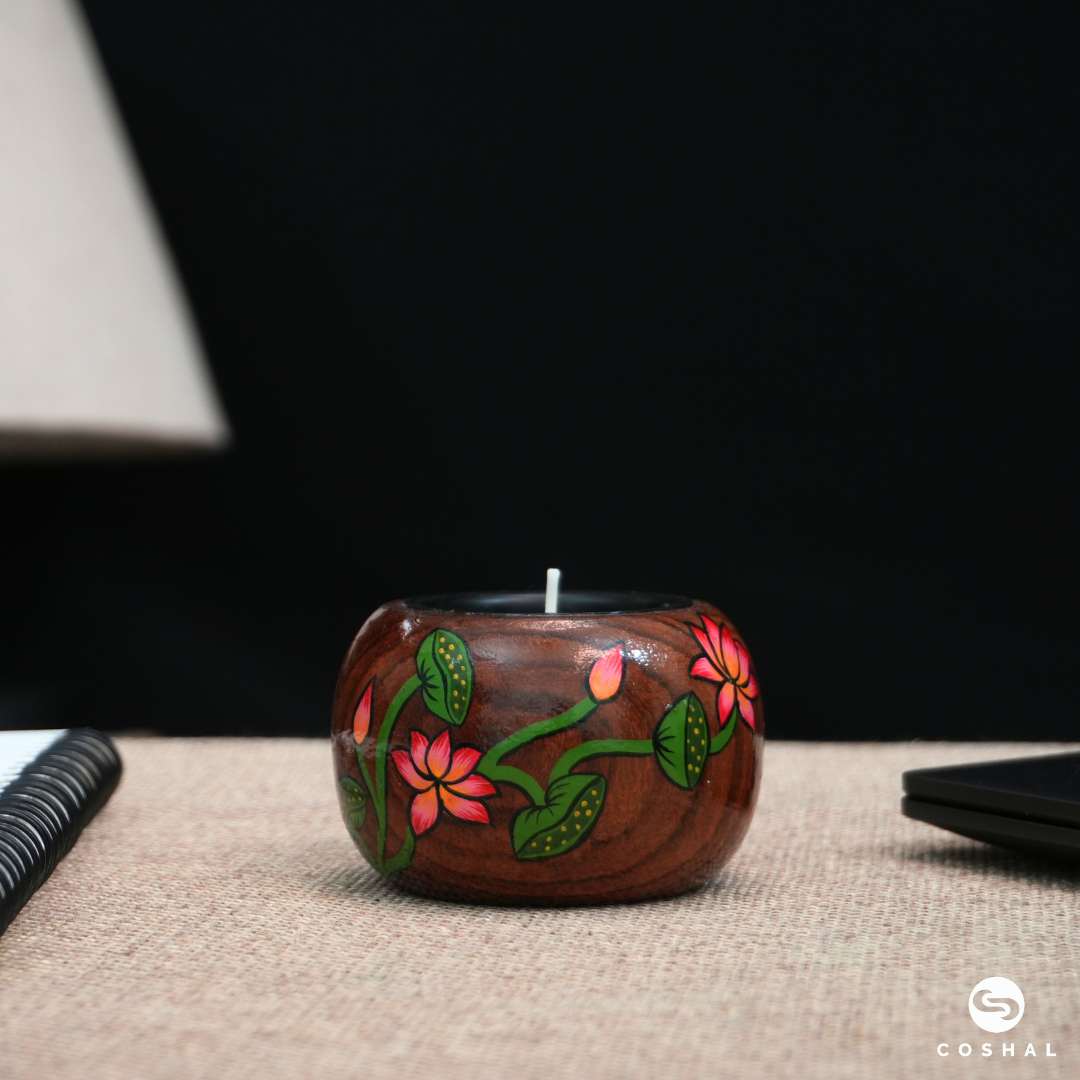 Handcrafted and Painted Pichwai Motifs Tealight Candle Holders | Coshal | DP03