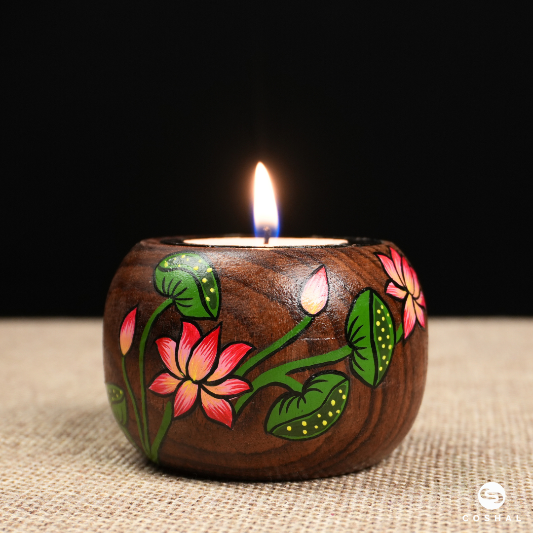 Handcrafted and Painted Pichwai Motifs Tealight Candle Holders | Coshal | DP03