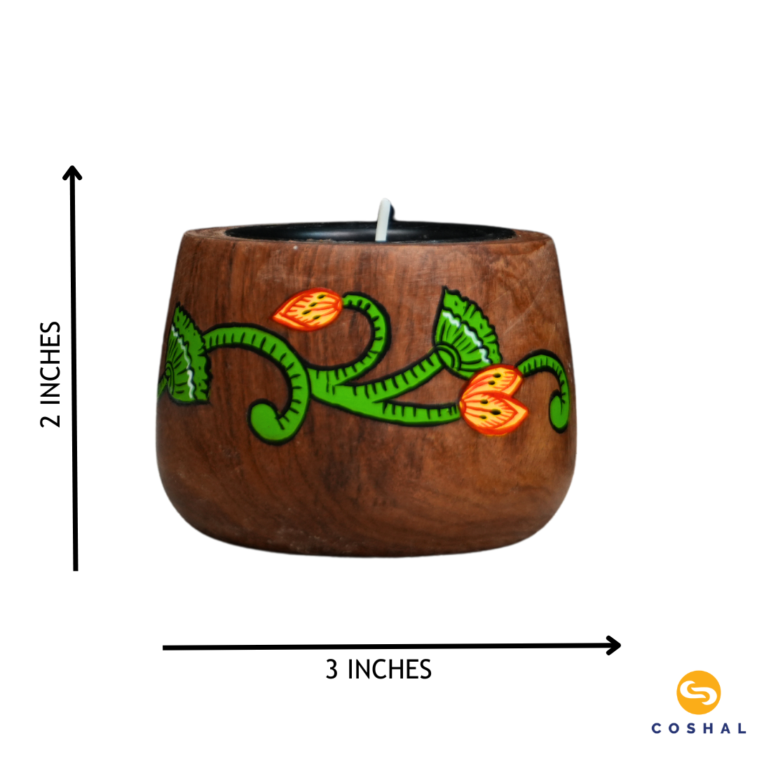 Tealight Candle Holder Centerpieces for Homedecoration Handpainted Pichwai Motifs Set of 3