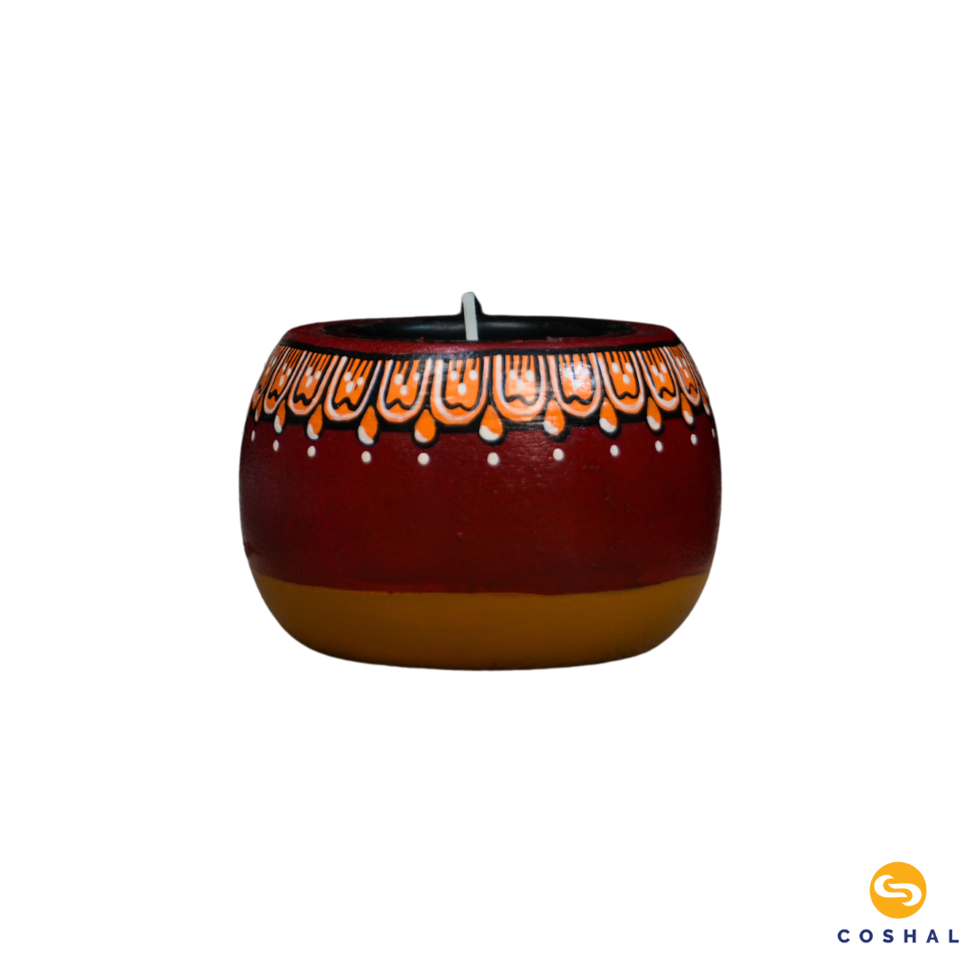 Handcrafted and Painted Pattachitra Motifs Tealight Candle Holders | Coshal | DP05