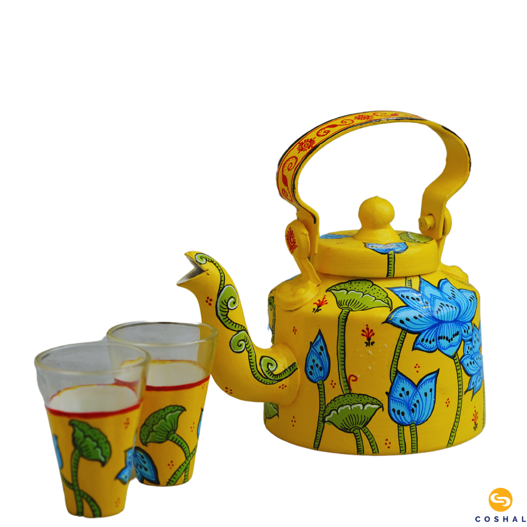 Kettle with 2 glasses | Pattachitra | Best for table decor | Coshal | OD20