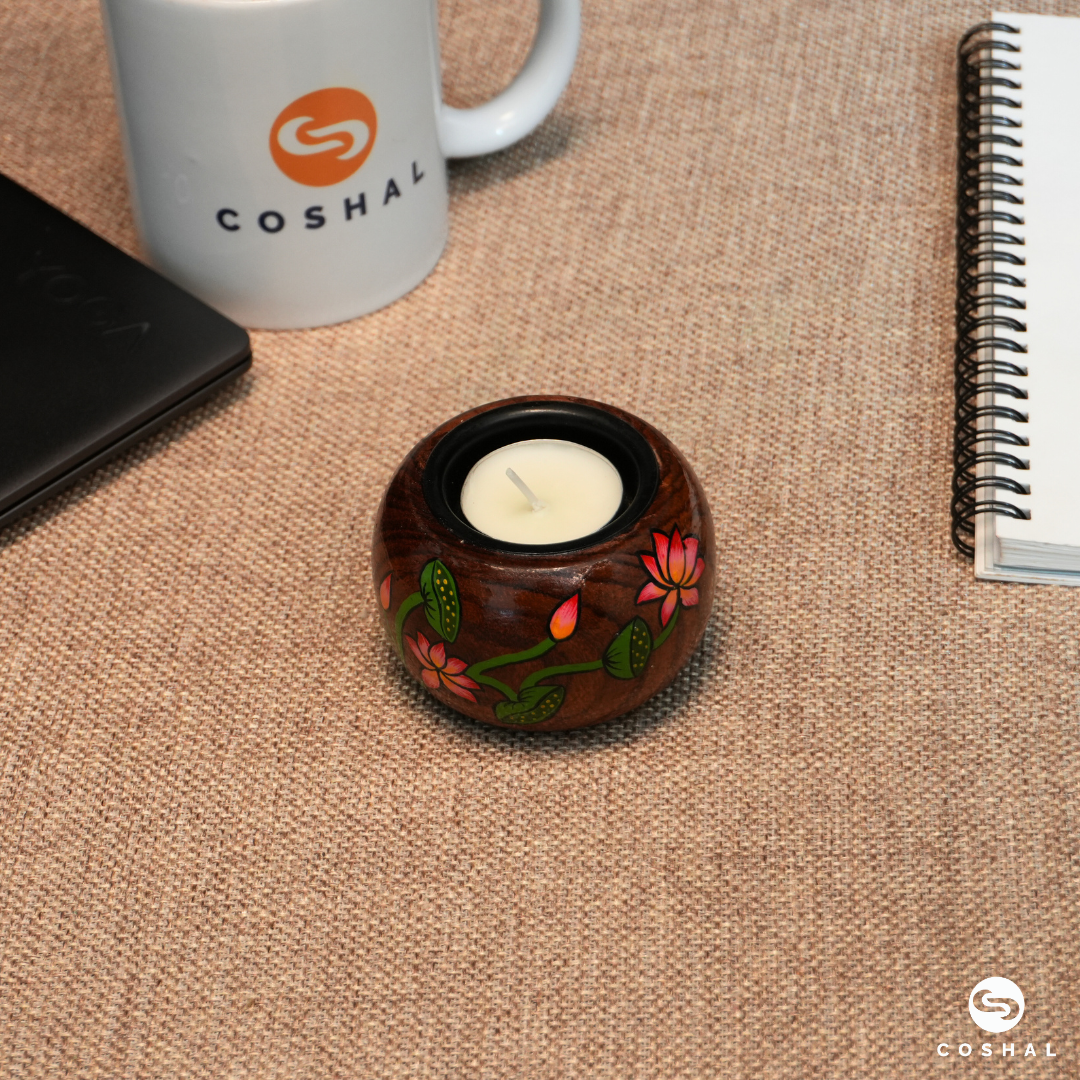 Handcrafted and Painted Pichwai Motifs Tealight Candle Holders | Coshal | DP03