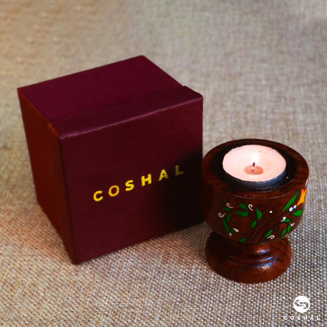 Handcrafted and Painted Pichwai Motifs Tealight Candle Holders | Coshal | DP02