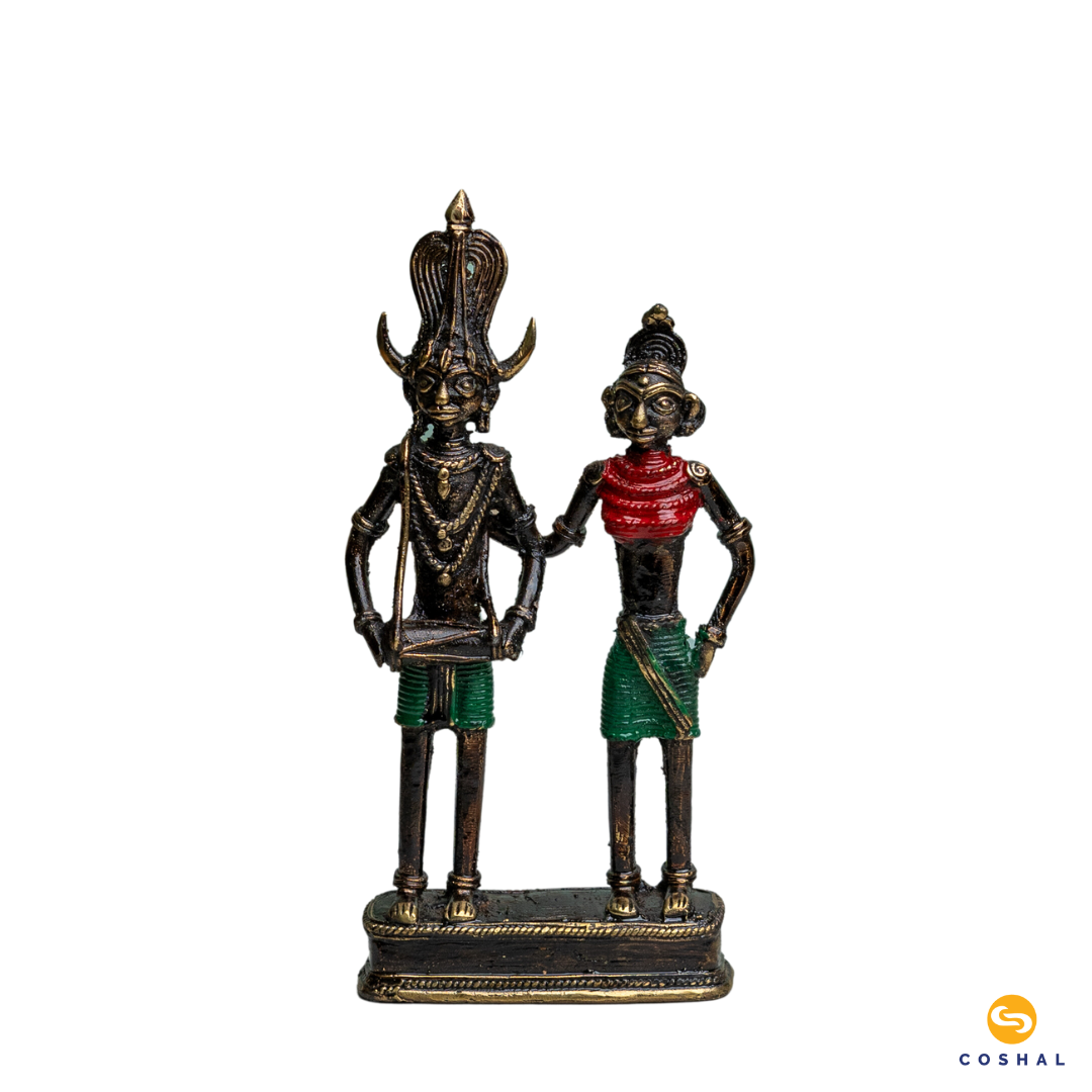 Bell Metal Tribal Couple | Dhokra Craft Home Decor | Table decor | Coshal | CD65 3