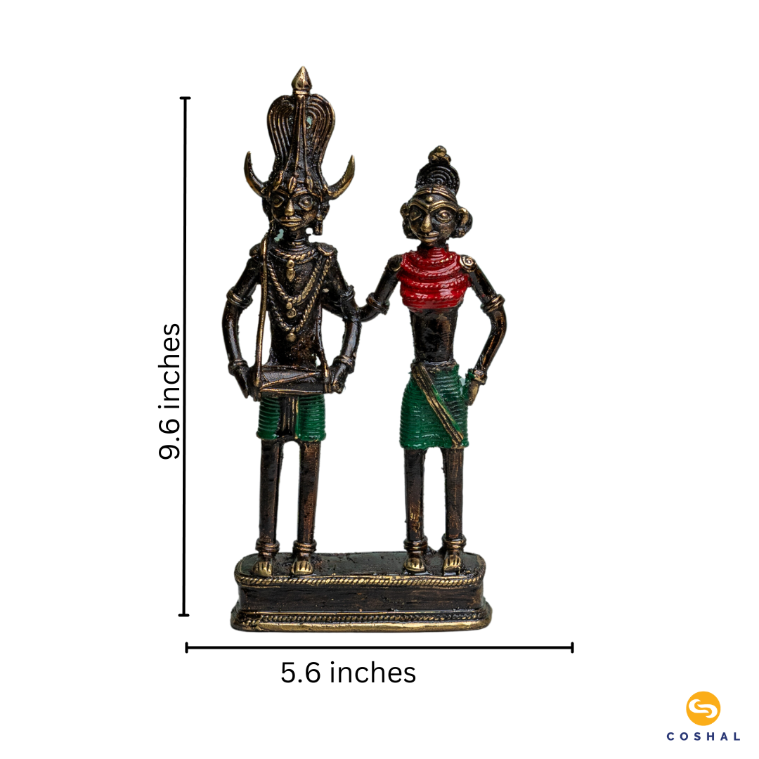 Bell Metal Tribal Couple | Dhokra Craft Home Decor | Table decor | Coshal | CD65 5