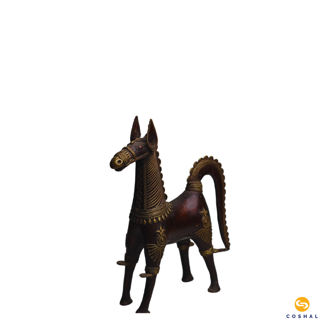 Brass Horse Showpiece | Best for table decor | Bastar Dhokra Art | Room Decor | Coshal | CD77 4