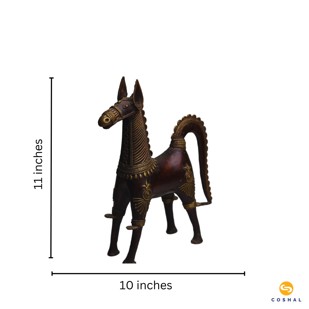 Brass Horse Showpiece | Best for table decor | Bastar Dhokra Art | Room Decor | Coshal | CD77 7