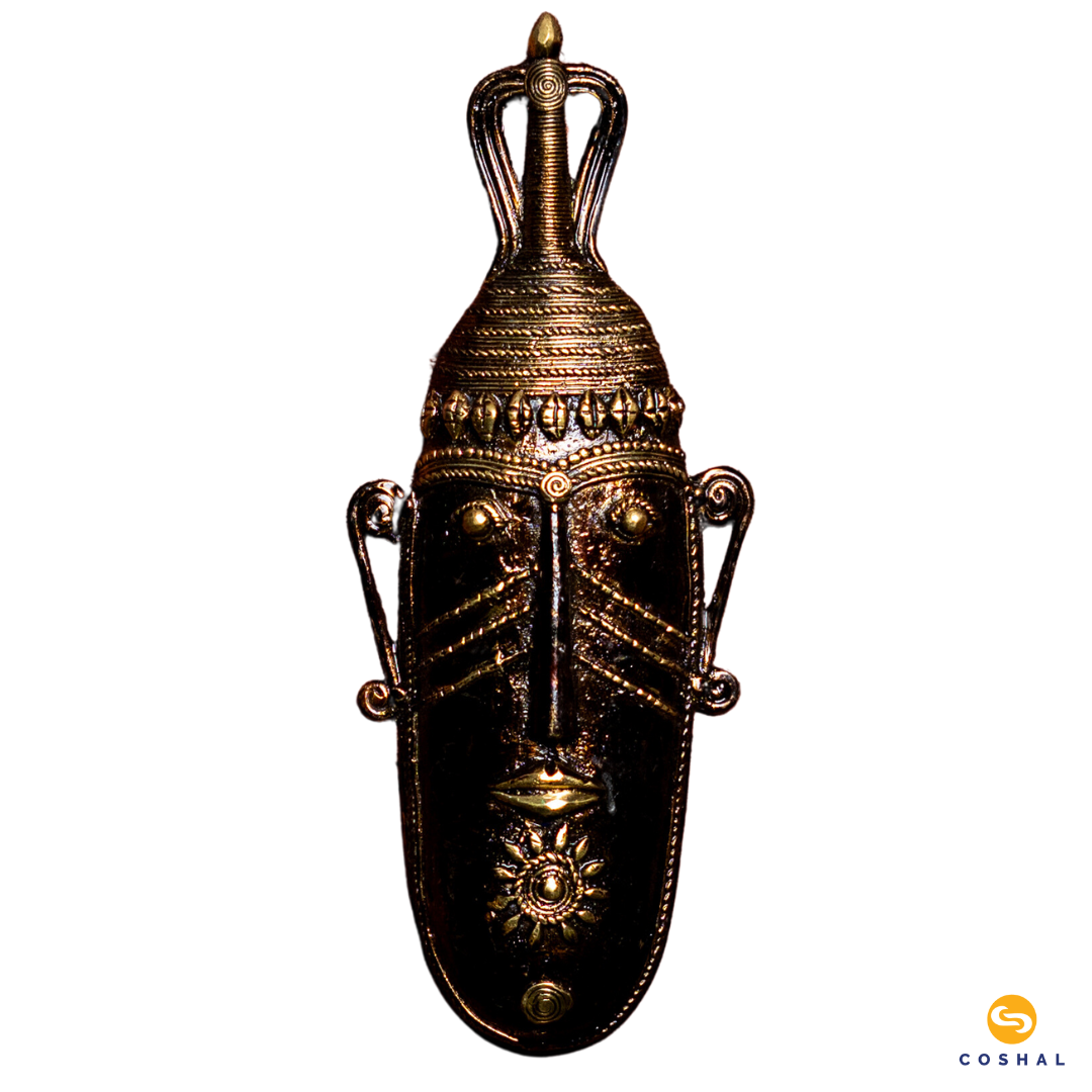 Brass Wall Mask | Best for wall decor| Bastar Dhokra Art | Room Decor | Wall art for Living Room| Coshal | CD74 4