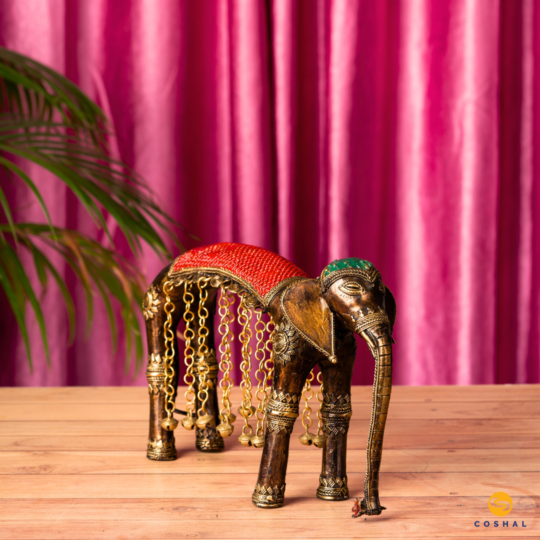 Dhokra Brass Elephant With Bells | Coshal | CD88