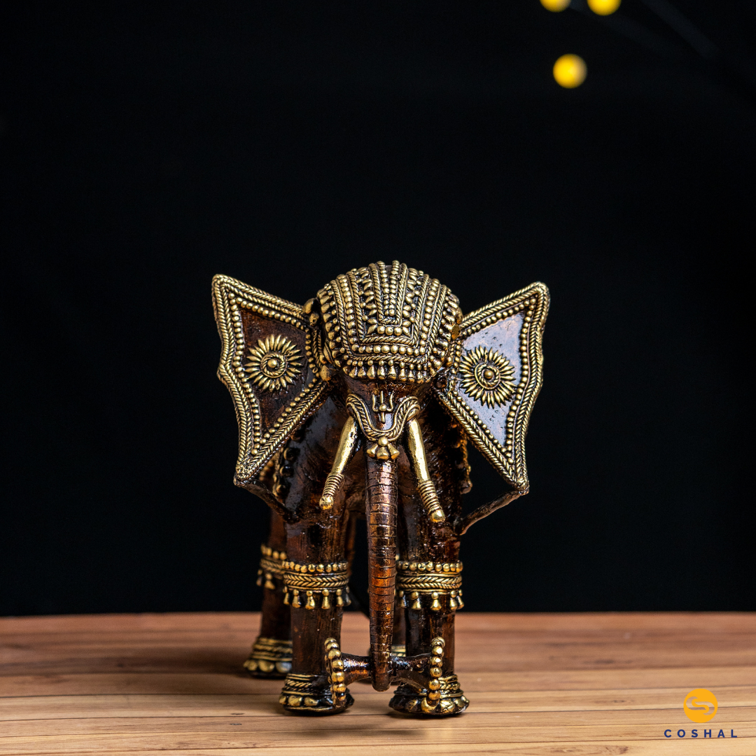 Brass Dhokra Handcrafted Elephant | Coshal | CD90