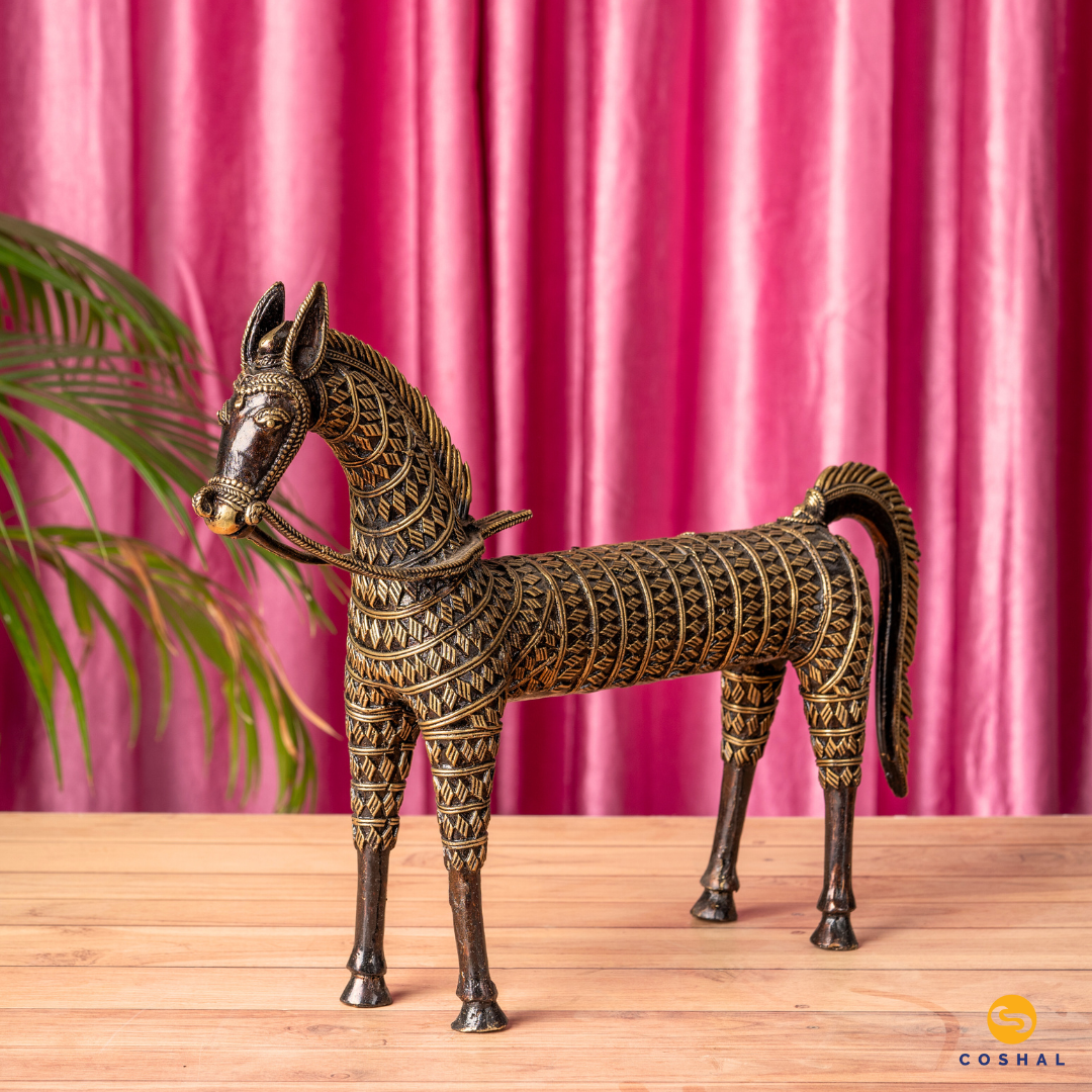 Dhokra Handmade Brass Horse | Coshal | CD89