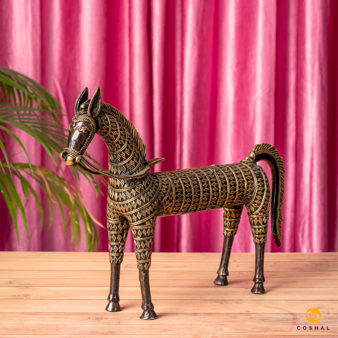 Dhokra Handmade Brass Horse  | Coshal | CD89