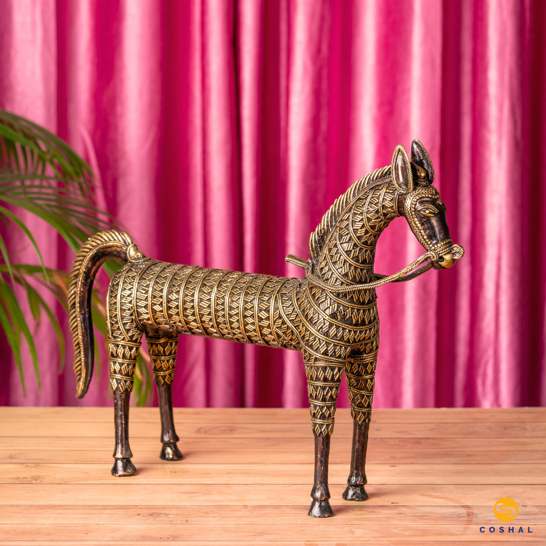 Dhokra Handmade Brass Horse  | Coshal | CD89