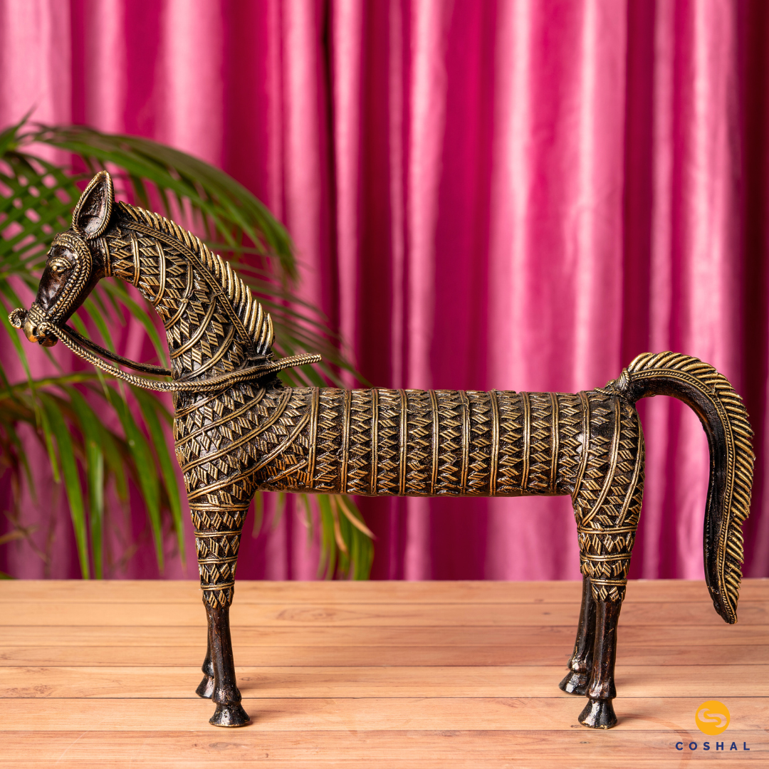 Dhokra Handmade Brass Horse | Coshal | CD89