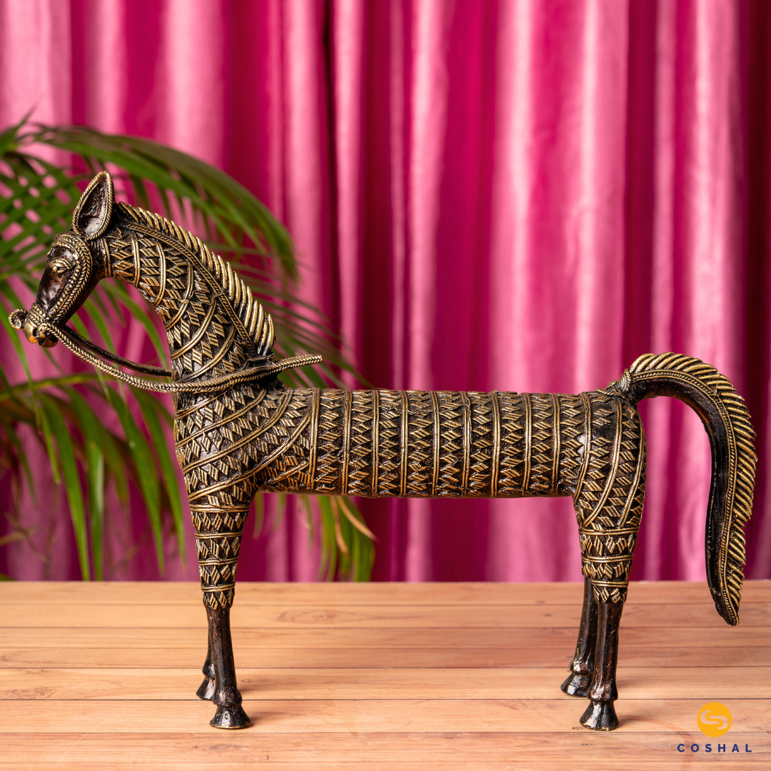 Dhokra Handmade Brass Horse  | Coshal | CD89