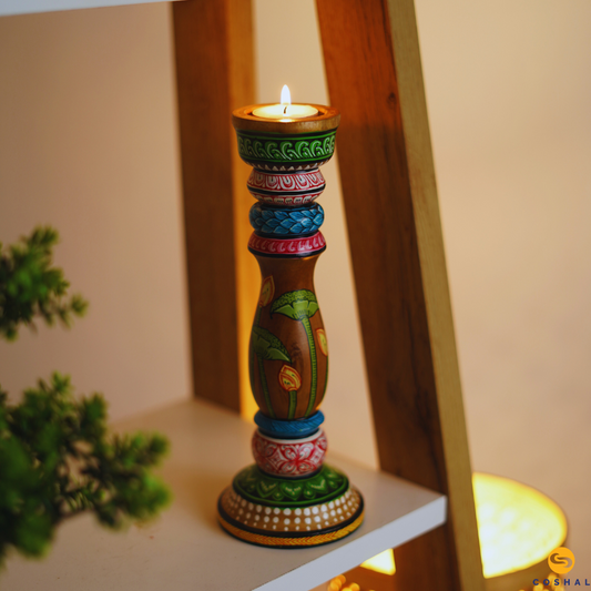 Hand Painted Candle stand | Odisha Pattachitra Art | Table Decor | Coshal | OD61 1