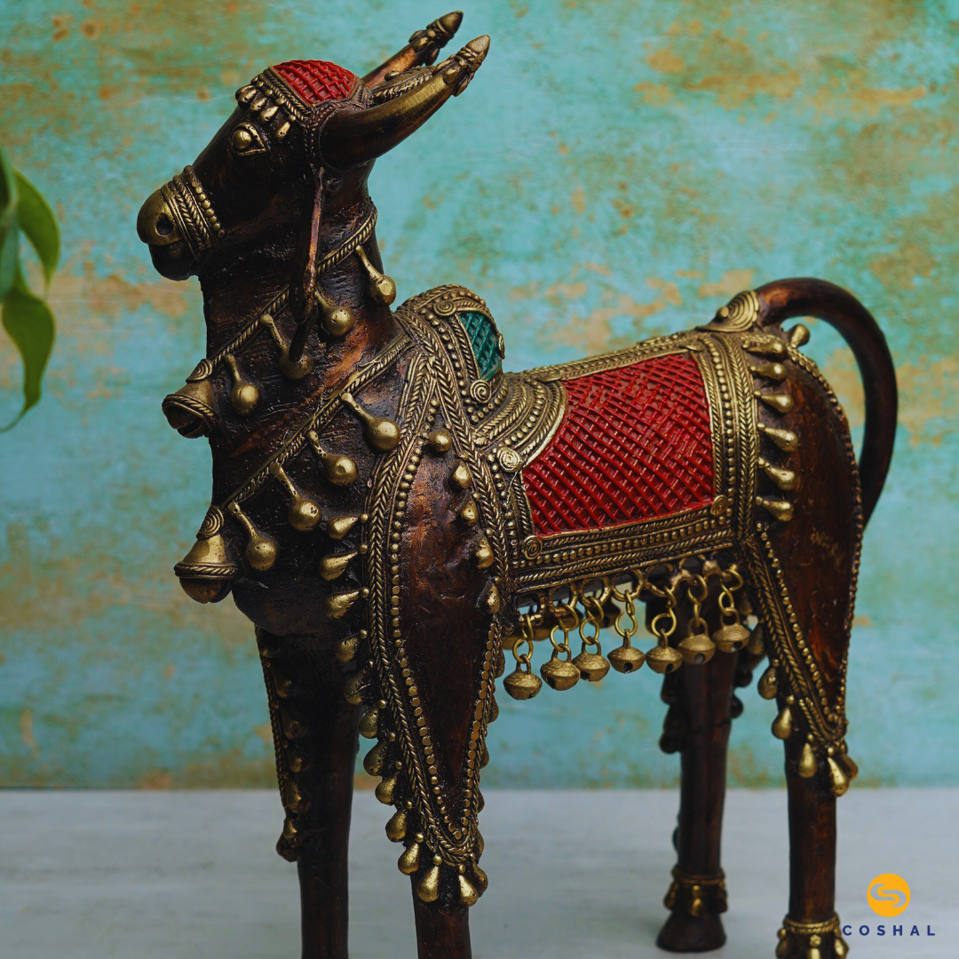 Handmade Bell Metal Craft Tribal Nandi | Best for table decor | Bastar Dhokra Art | Room Decor | Coshal | CD59 2