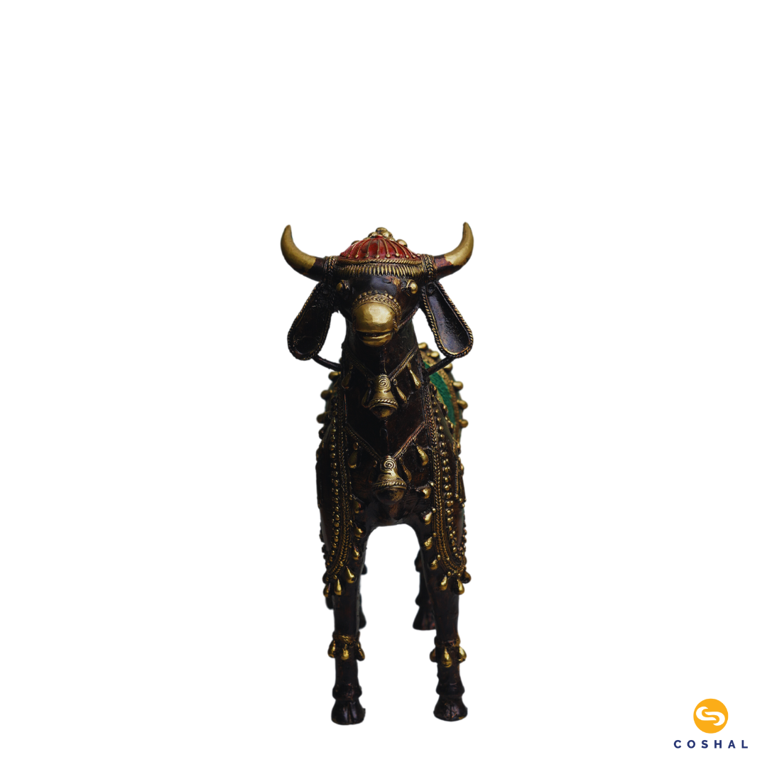 Handmade Bell Metal Craft Tribal Nandi | Best for table decor |  Bastar Dhokra Art | Room Decor | Coshal | CD59 6