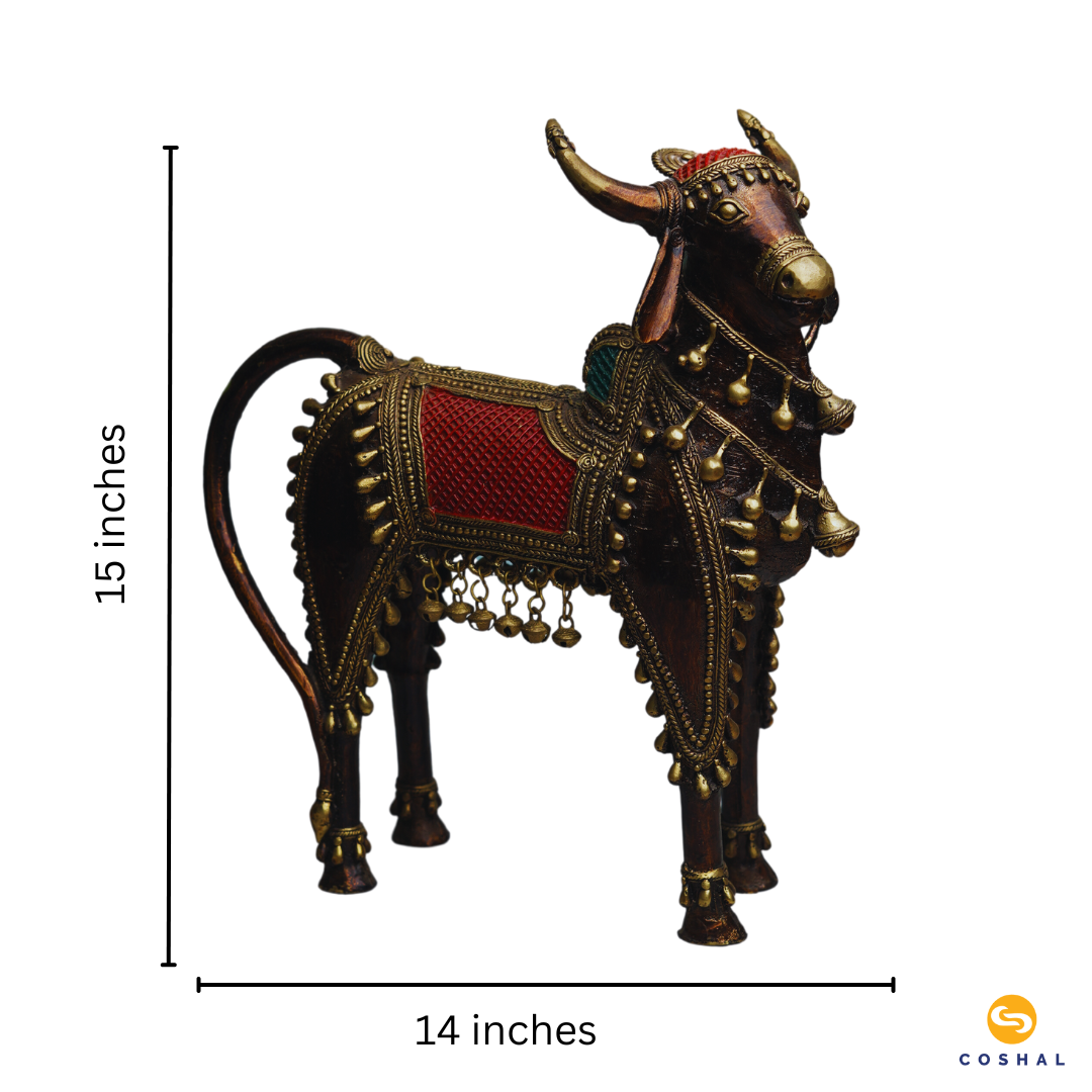 Handmade Bell Metal Craft Tribal Nandi | Best for table decor |  Bastar Dhokra Art | Room Decor | Coshal | CD59 7