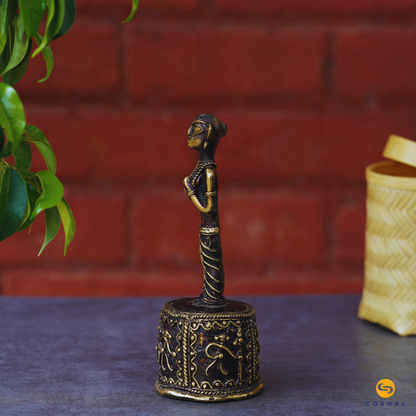 Handmade Brass Tribal Figurine | Bastar Dhokra Art | Decorative Showpiece | Coshal | CD55 2