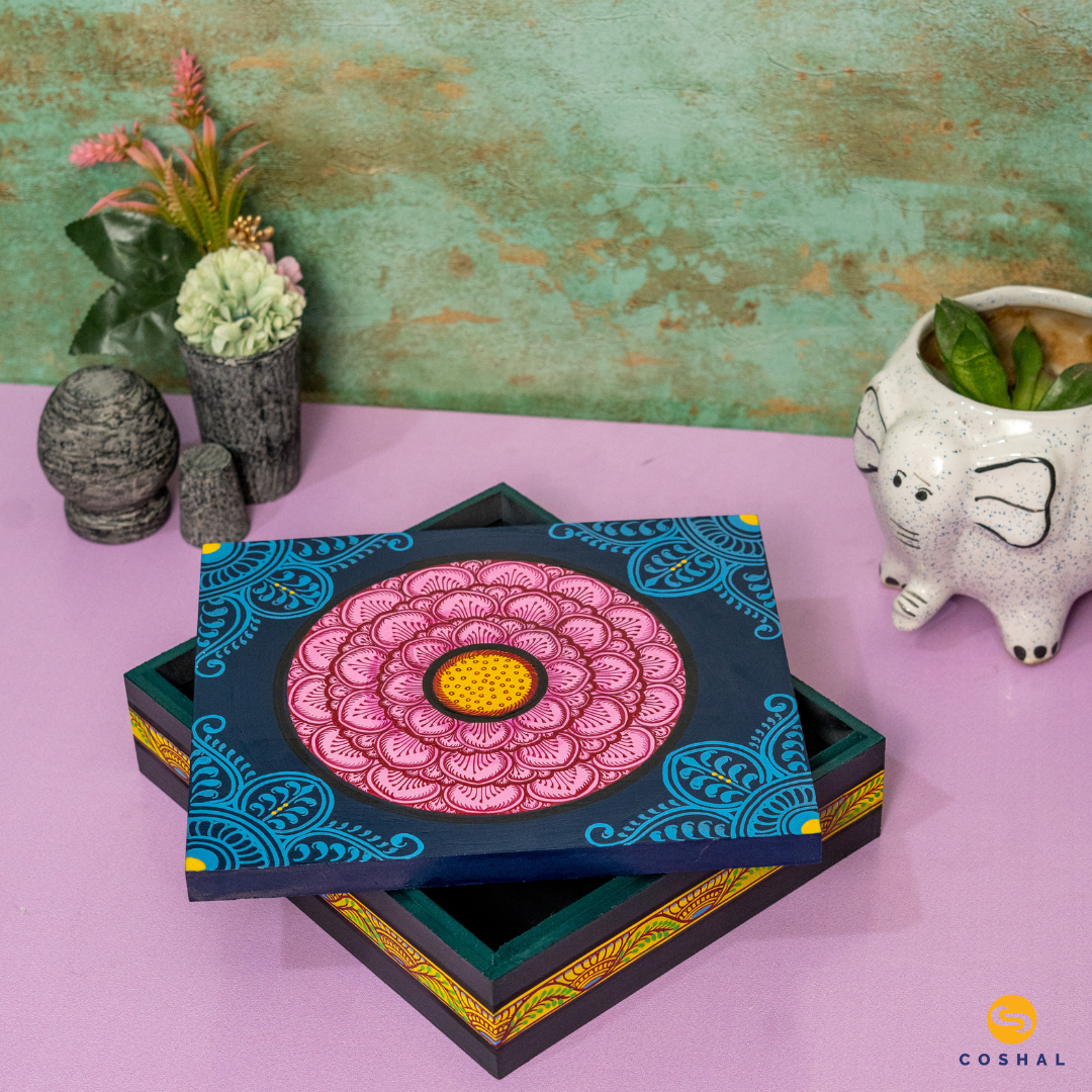 Handpainted Pattachitra Wooden Jewellery Box for Women | Coshal | OD81 1
