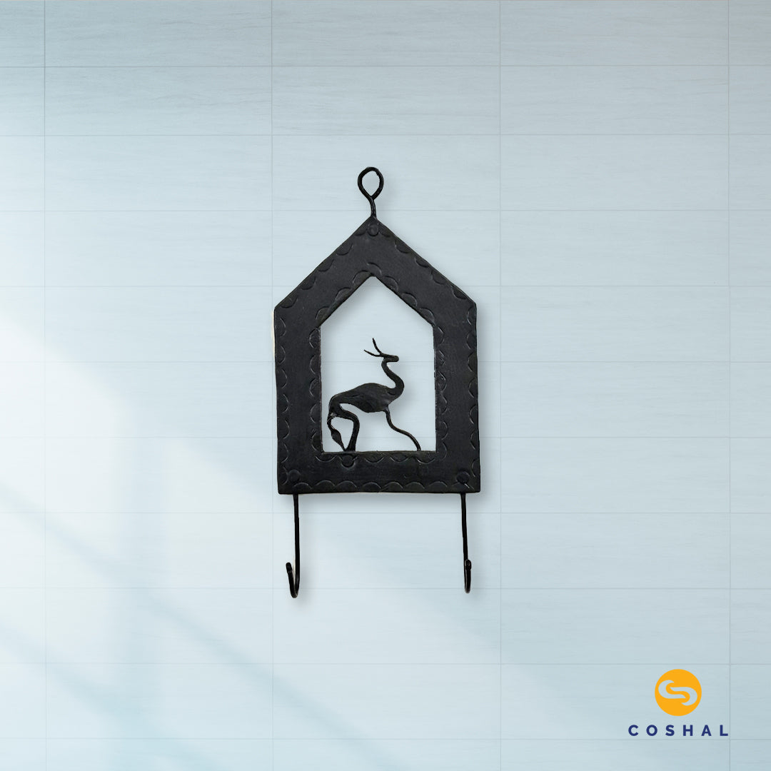 Key Holder | Wrought Iron Tribal designed Two Hooks Key Holder | Best for home décor | Coshal | CI15