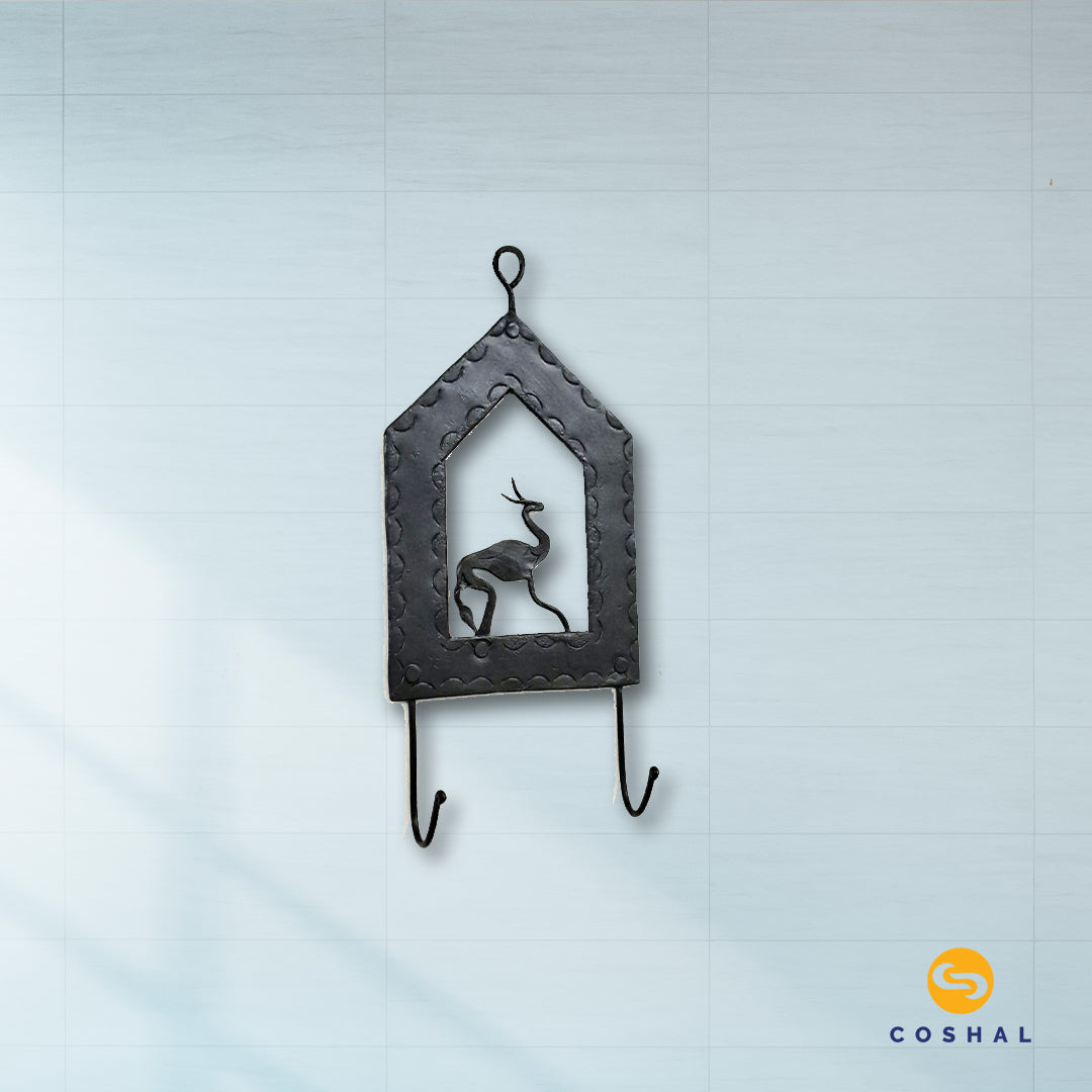 Key Holder | Wrought Iron Tribal designed Two Hooks Key Holder | Best for home décor | Coshal | CI15