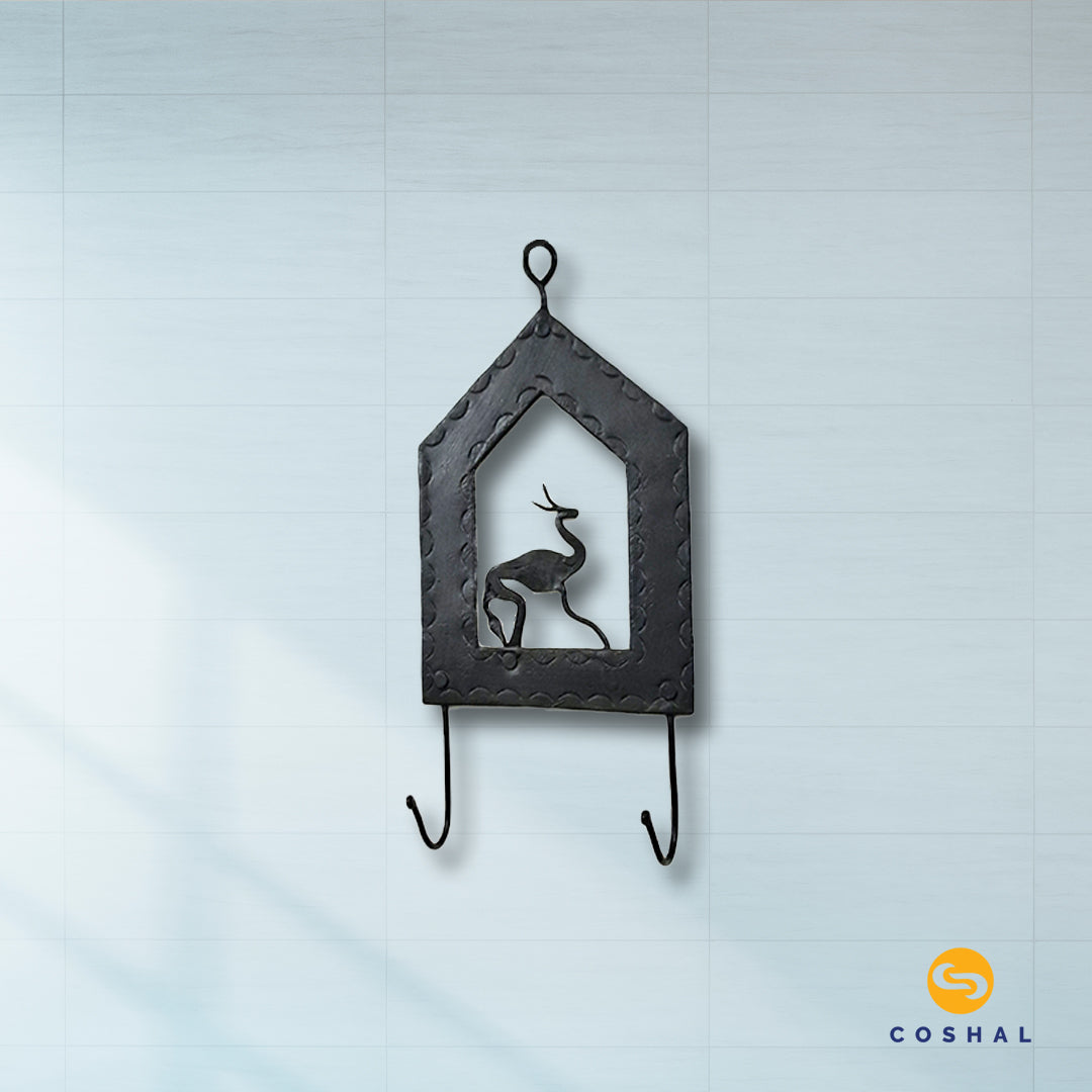 Key Holder | Wrought Iron Tribal designed Two Hooks Key Holder | Best for home décor | Coshal | CI15
