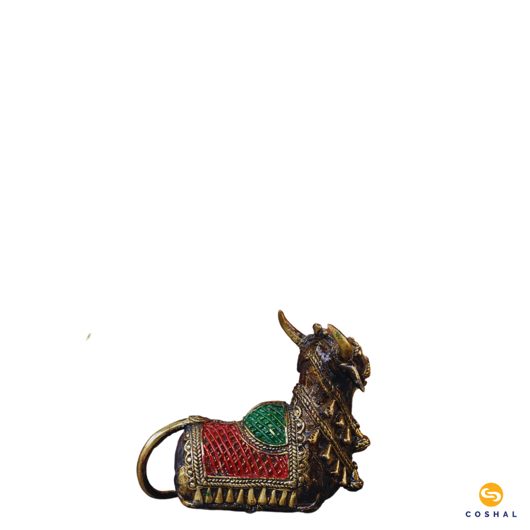 Nandi Bull | Dhokra auspicious Art | Best for Table Tops | Bastar Dhokra Metal Craft Brass | Coshal | CD24 7