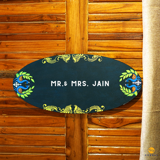 Pattachitra  Personalized Wooden Name plates |  Oval Shaped | Coshal | NM36