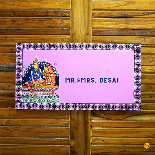 Pattachitra  Personalized Wooden Name plates | Square  Shaped | Coshal | NM42