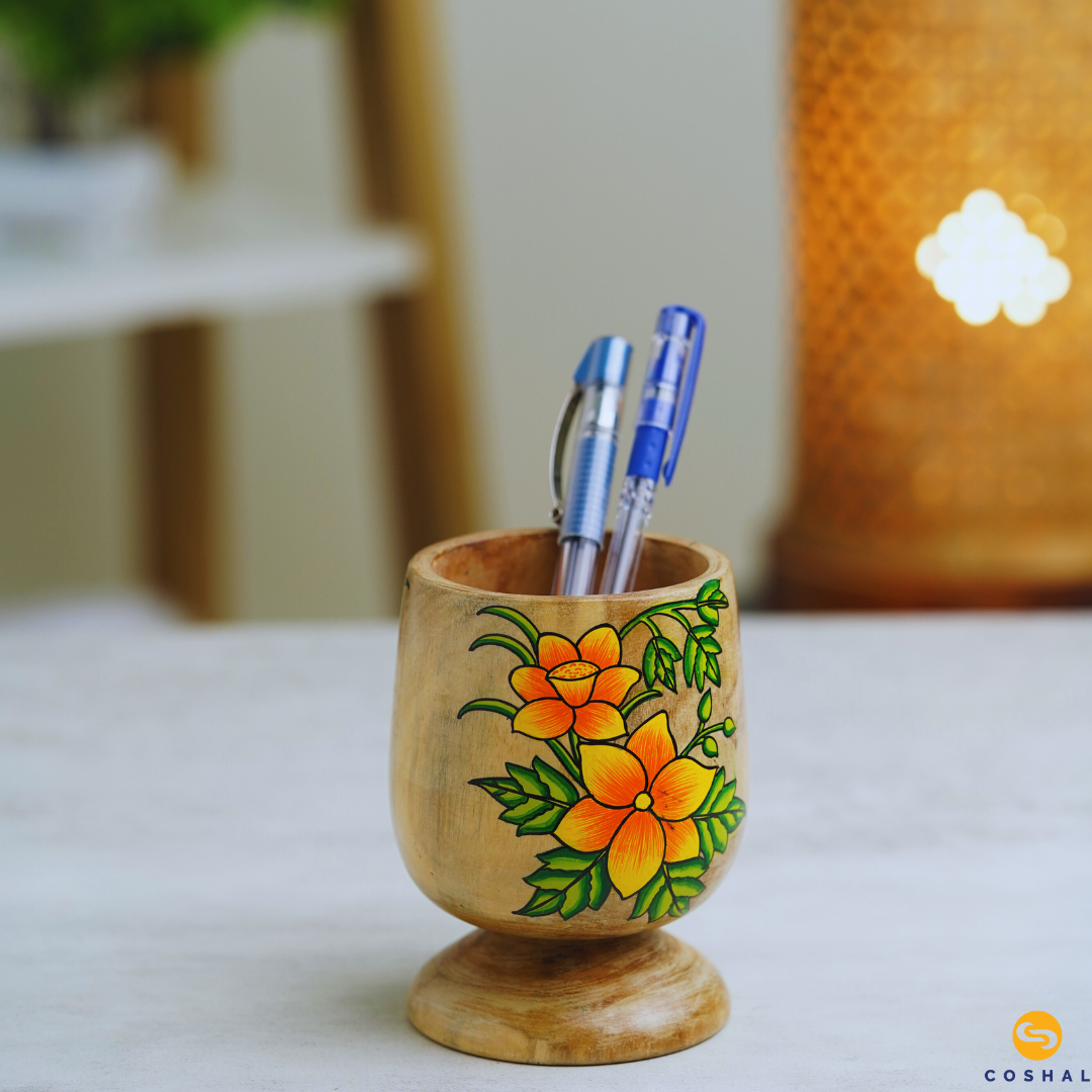 Pattachitra Cream Penstand | Best for table decor | Coshal | OD19 2