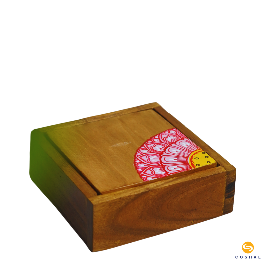 Pattachitra Handcrafted Square Coaster set | Best for table decor | Coshal | OD24 6