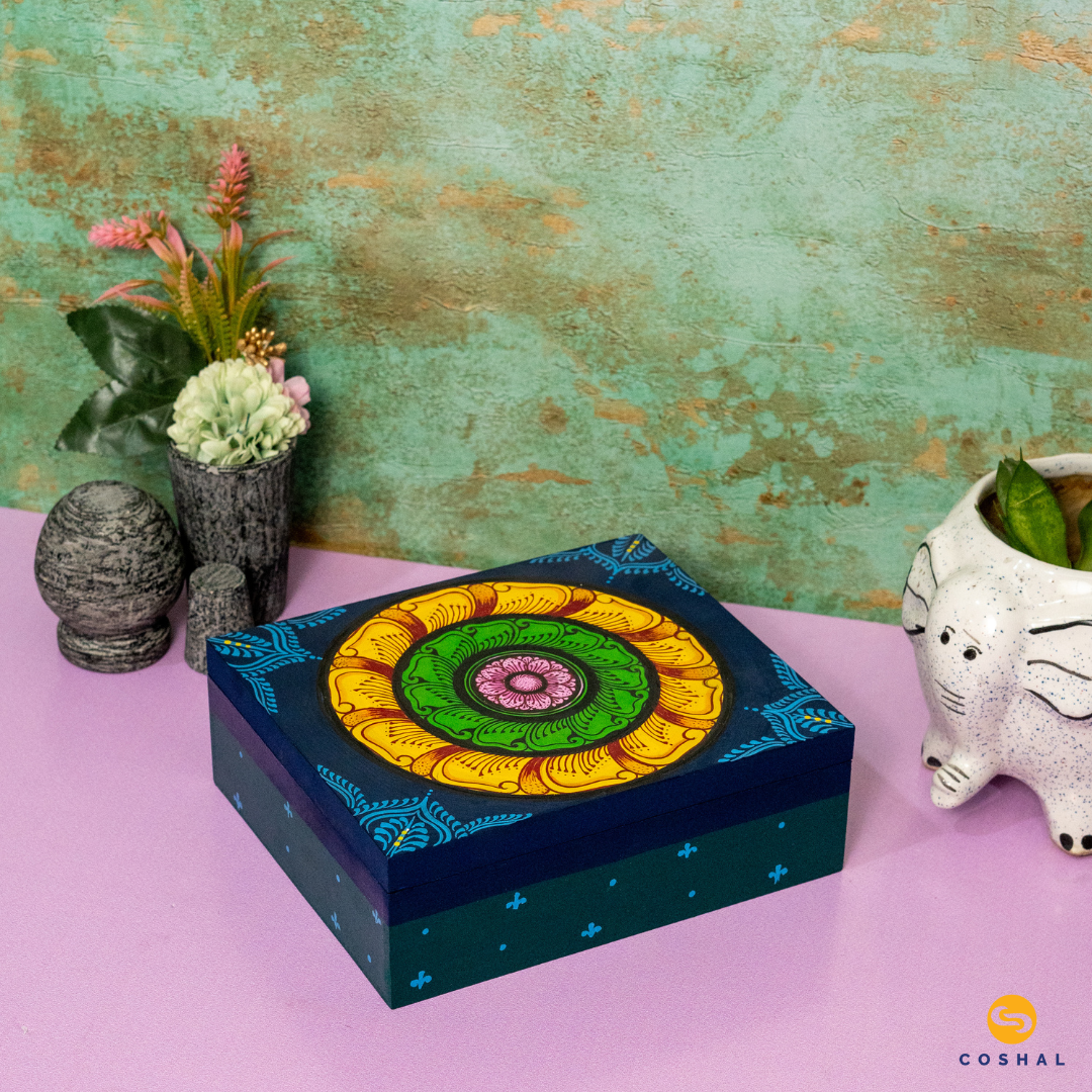 Pattachitra Wooden Jewellery Box | HandCrafted Jewel Organizer | Coshal | OD80 3