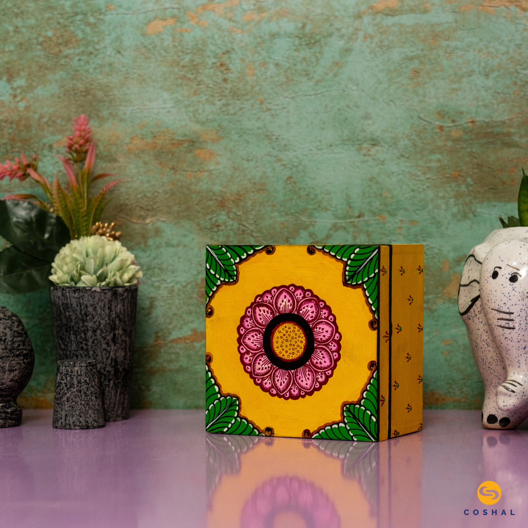 Pattachitra Wooden Jewellery Box for Women | Hand Carved Jewel Organizer | Coshal | OD78 2