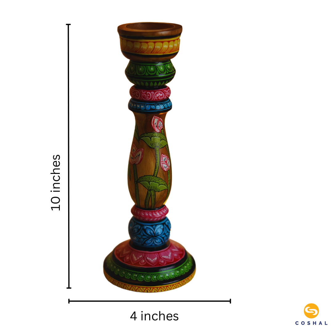 Pattachitra Wooden Round Candle Holder| Best for table decor | Coshal | OD71 5