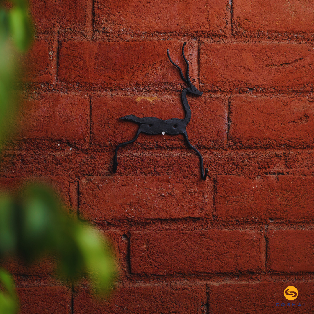 Tribal Designed Key Holder | 2 Hooks | Wrought Iron | Best for home decor | Coshal | CI18 2