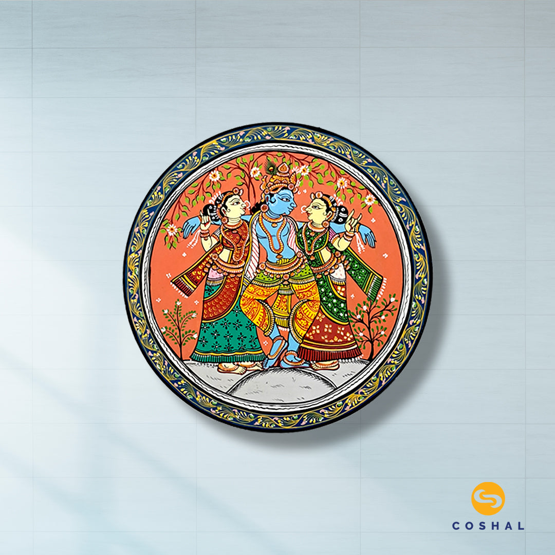 Shree Krishna Raas leela wall Plate Pattachitra | OD83