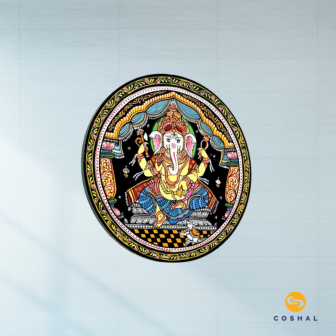 Lord Ganesh Wall Plate Pattachitra | OD84