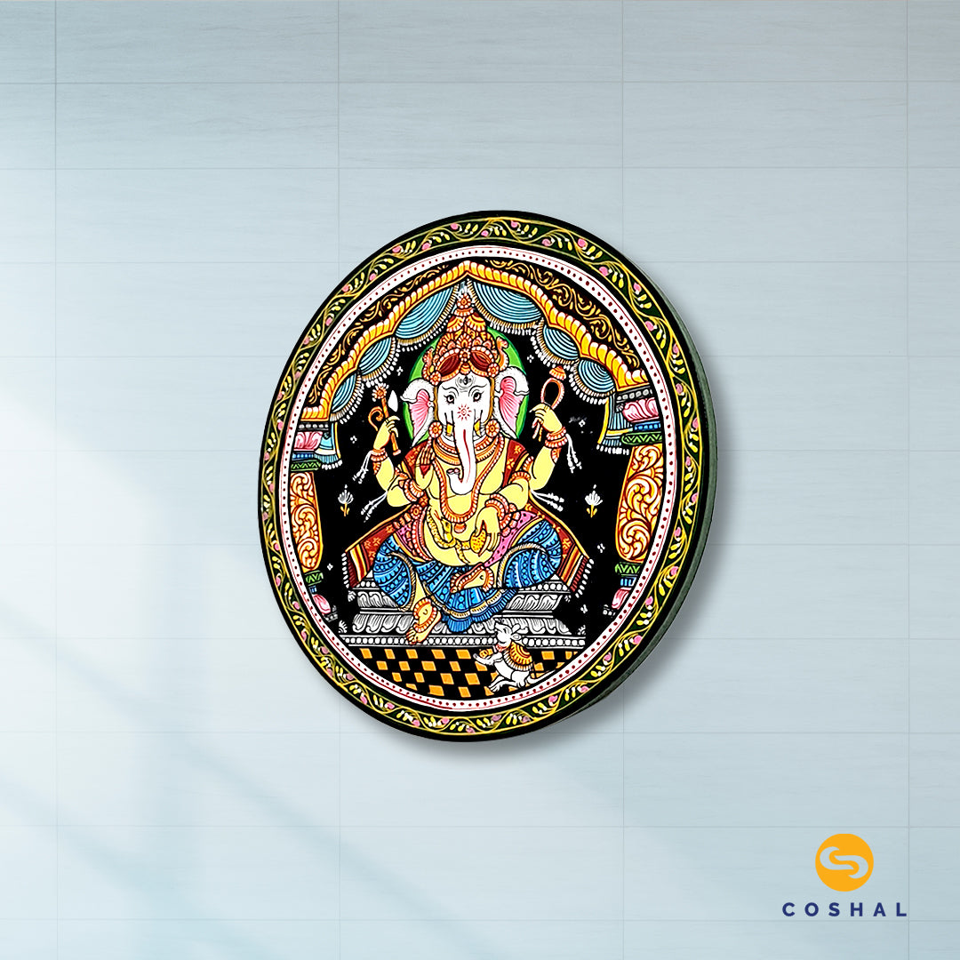 Lord Ganesh Wall Plate Pattachitra | OD84