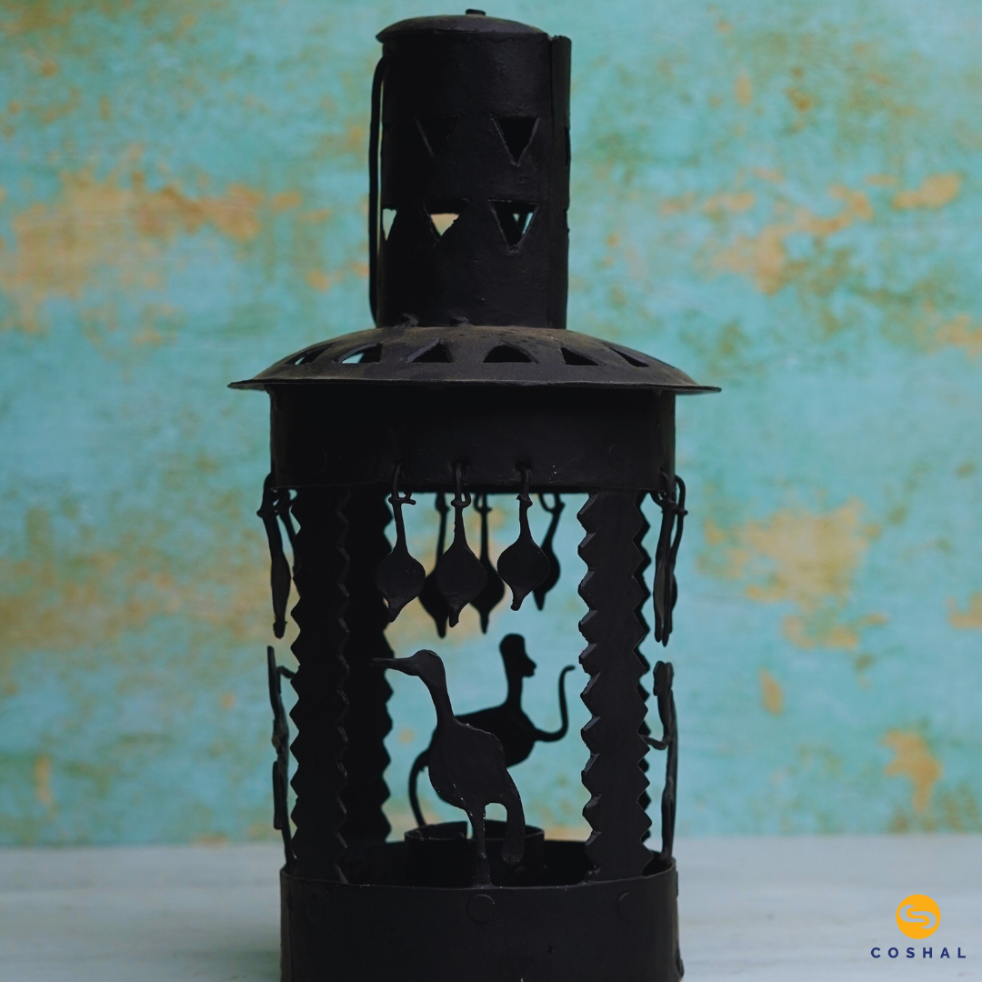 Wrought Iron Circular Lantern | Tribal Tealight Candle Holder | Coshal | CI33 2