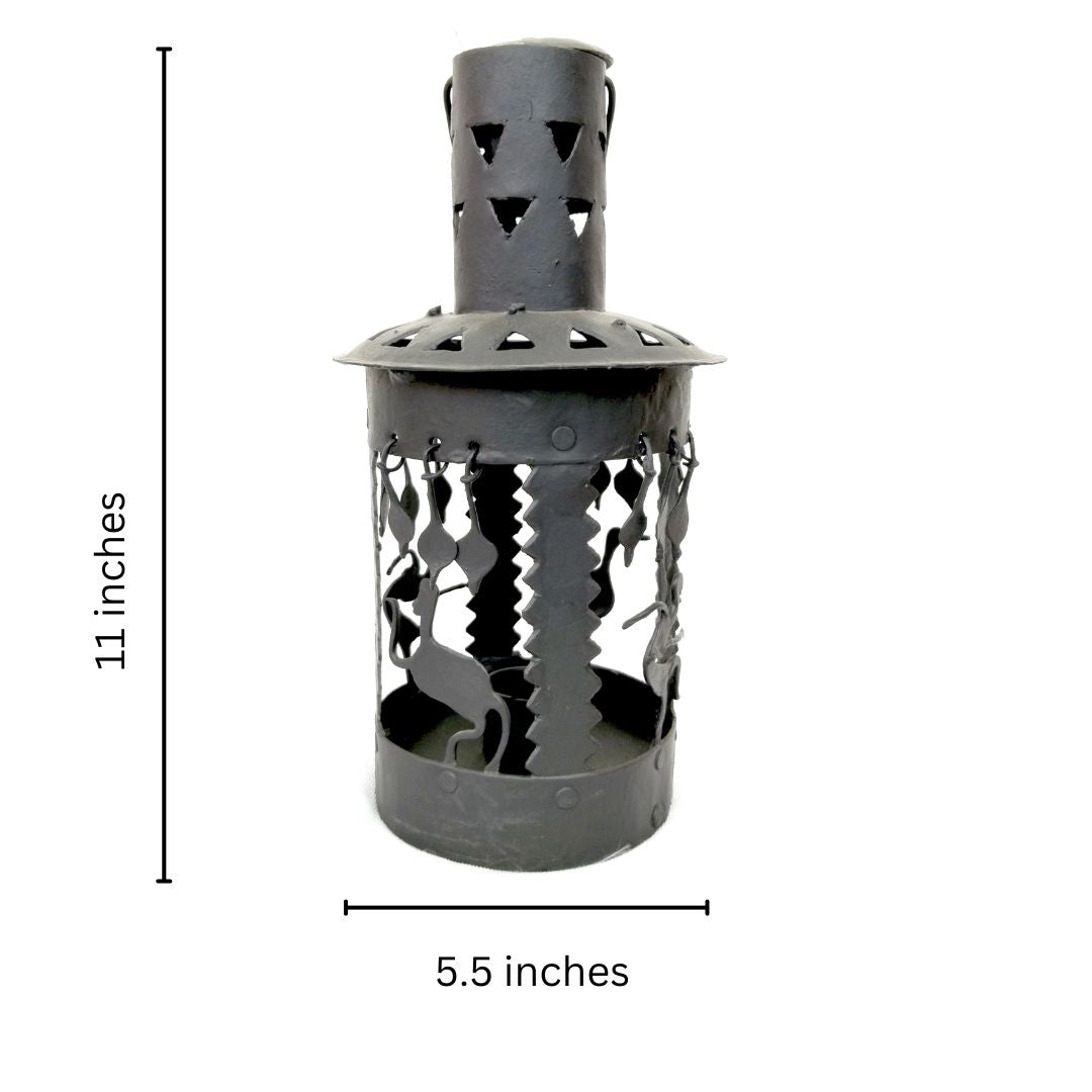 Wrought Iron Circular Lantern | Tribal Tealight Candle Holder | Coshal | CI33 7