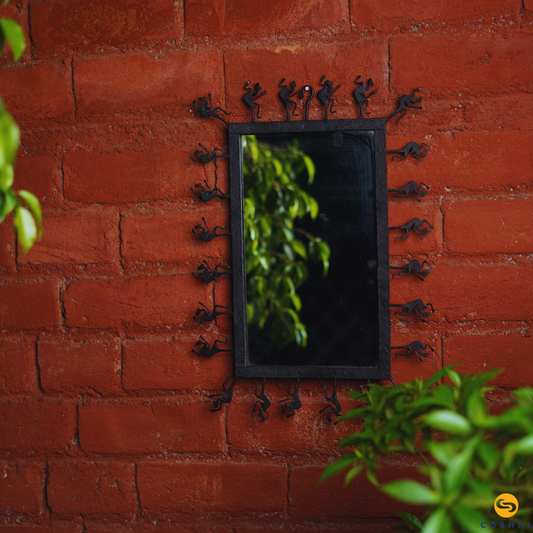Wrought Iron Rectangle Tribal Mirror Frame | Mat Finish Wall Decor | Coshal | CI41 1