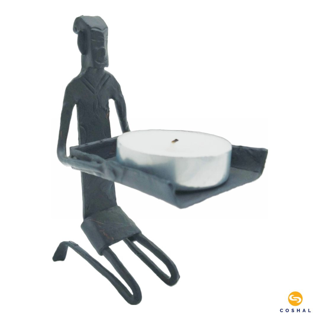 Wrought Iron Supa Candle stand | Tribal Tealight Candle Holder | Pitva Art | Coshal | CI35 4