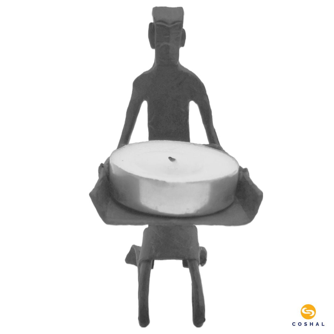 Wrought Iron Supa Candle stand | Tribal Tealight Candle Holder | Pitva Art | Coshal | CI35 6
