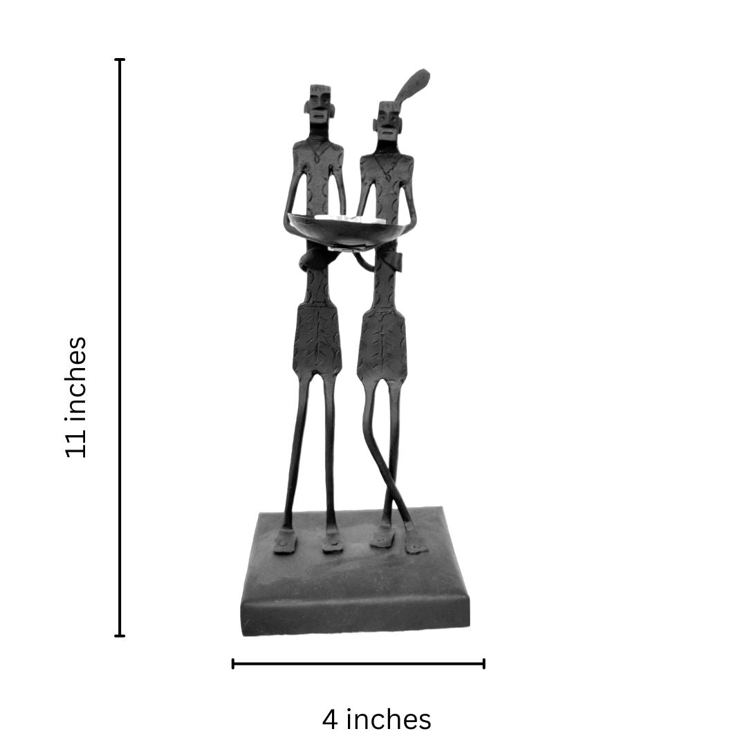Wrought Iron Tribal Couple Candle Stand | Tribal Tealight Candle Holder | Coshal | CI36 5