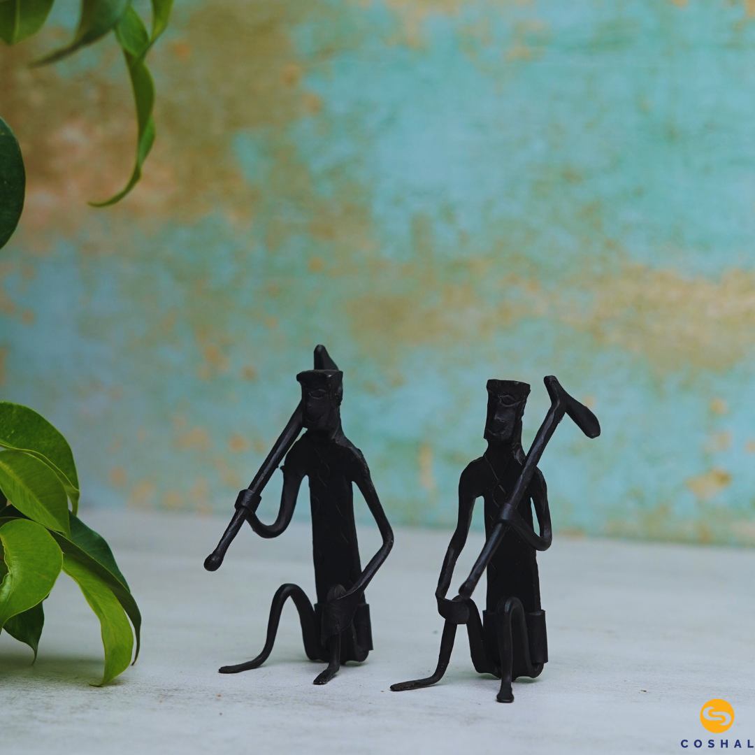 Wrought Iron metal Tribal Man set | Handmade Decorative Showpiece | Coshal | CI34 2