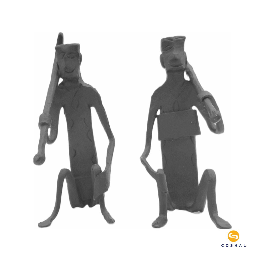 Wrought Iron metal Tribal Man set | Handmade Decorative Showpiece | Coshal | CI34 3