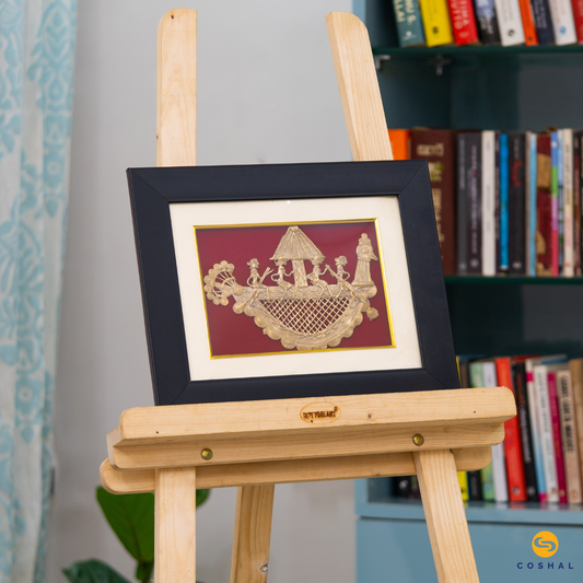 Dhokra Art Wall Frame, Brass Decor 15x11 inches - Coshal 1