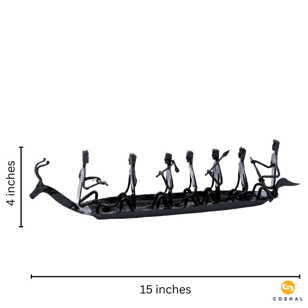 Bastar Tribal Iron Craft Deer Boat | Wrought Iron | Handcrafted Showpiece | Coshal | CI07 6